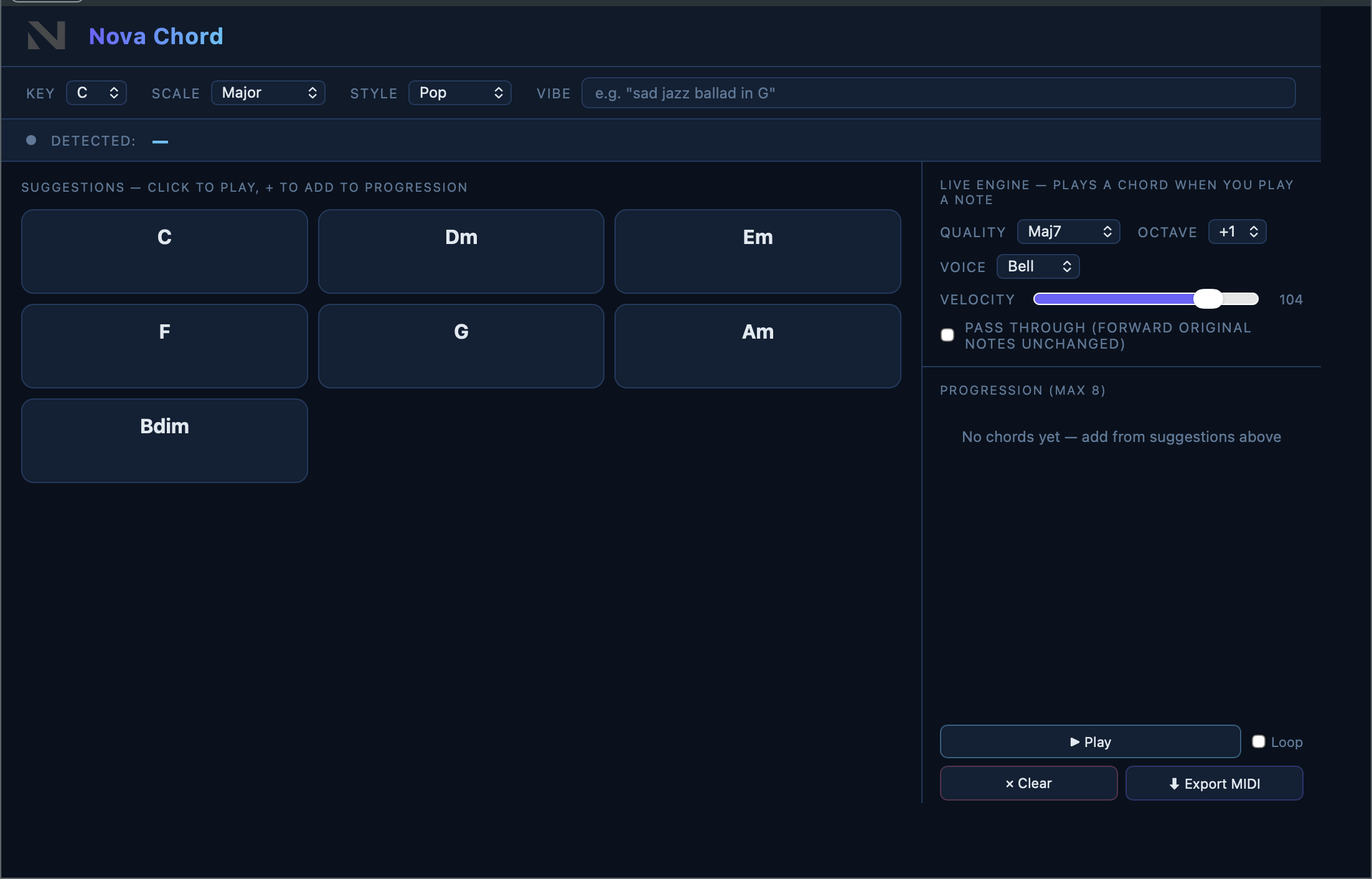 Nova Chord plugin UI