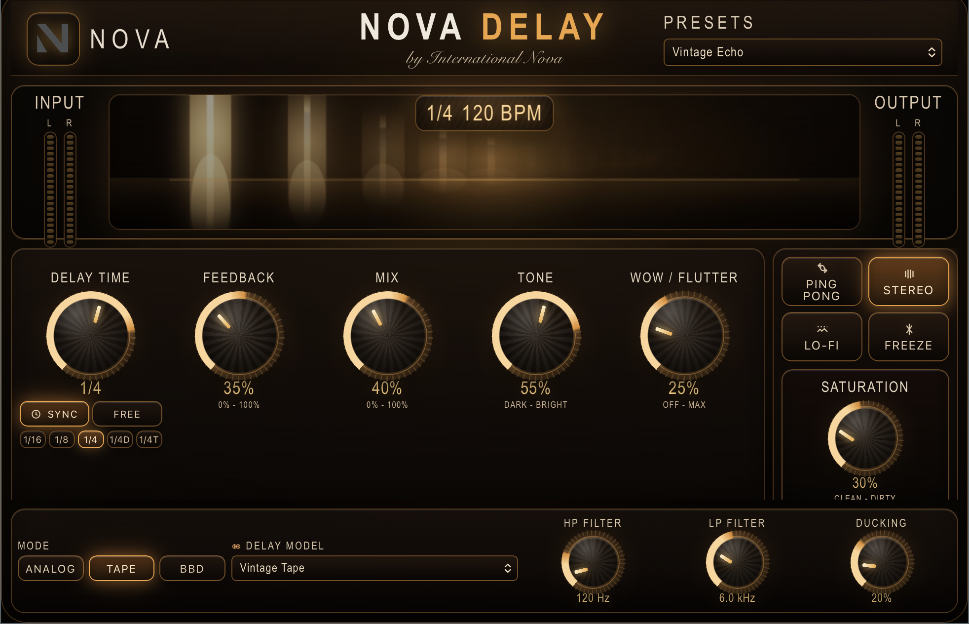 Nova Delay plugin UI