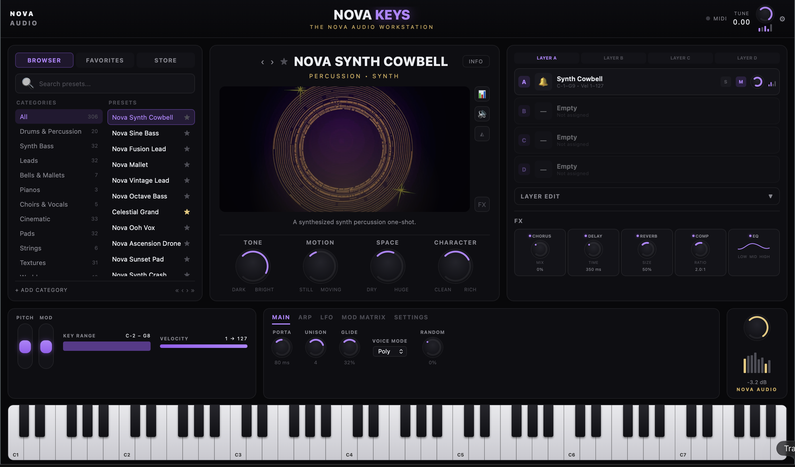 Nova Keys plugin UI