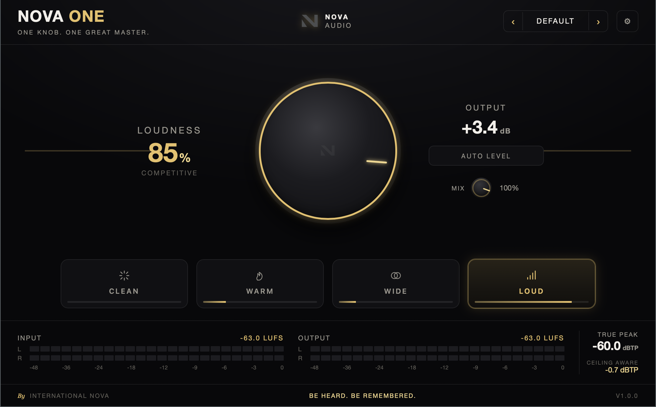Nova One plugin UI